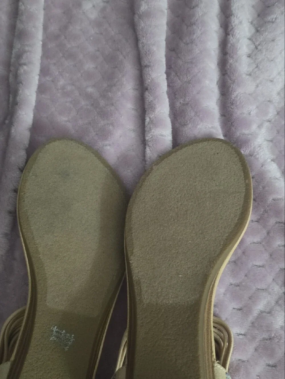 Coach and Four Nude Beaded T-Strap Sandals
